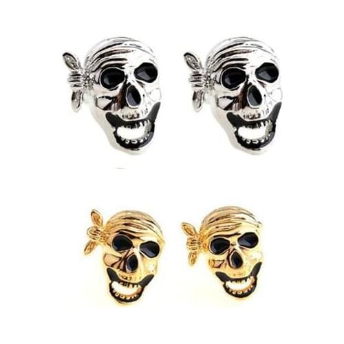 10pairs/lot Pirates of the Caribbean Ghost Skull Head Cufflinks Copper Skeleton Cuff Links Costume Party Mens Jewelry Wholesale