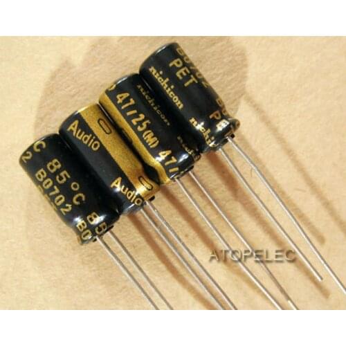 10pcs Nichicon AUDIO Series 47uF/25V Electrolytic Capacitors Hi-Fi Audio