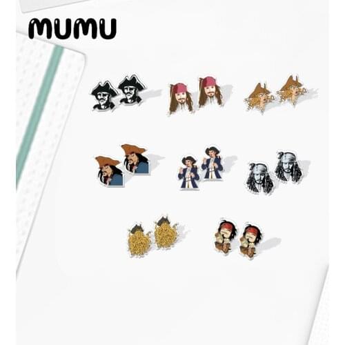 2021 New Captain Jack Stud Earring Movie Epoxy Jewelry Resin Acrylic Earrings Handmade Gifts Girl