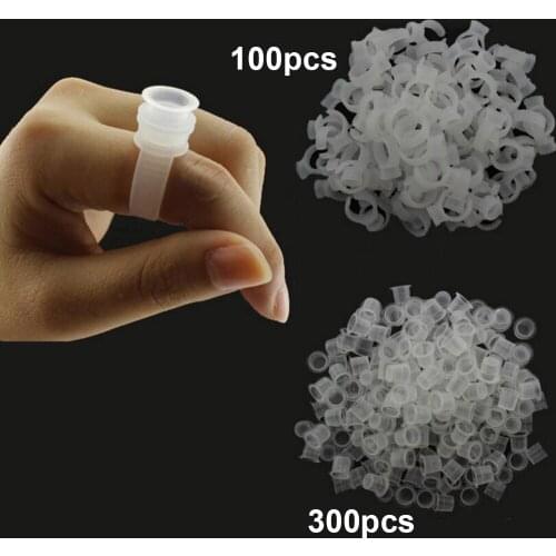 300pcs Small Pigment Cups And 100pcs Medium Tattoo Ink Rings Cup Pigment Holder Container for Eyelash Extend