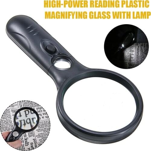 45X Microscope Lens 3 LED Light Handheld Magnifying Glass Loupe Reading Jewelry Craft Examine Repair Magnifiers Tools