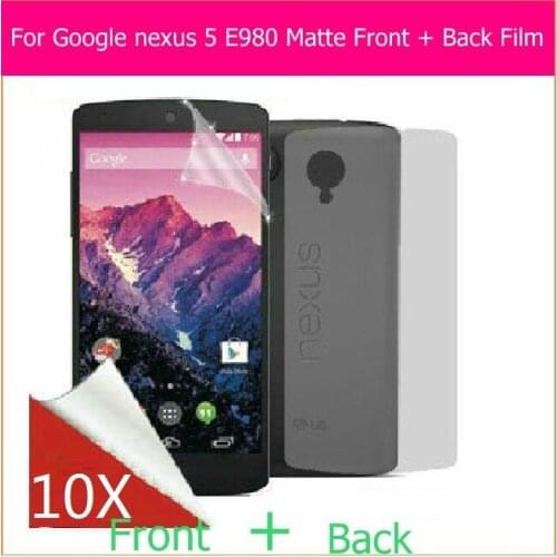 5pair(front+back) matte screen protector film For google lg nexus 5 E980 D821 D820 anti-glare panel guard with 5pcs clean cloth
