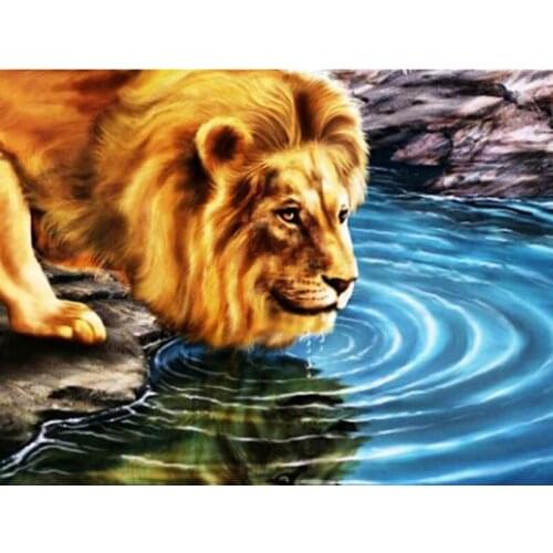 5D Diamond Mosaic Lion Cross Stitch Rhinestones Art Diamond Embroidery Square/Round Animals Bead Picture Kits Home Decoration