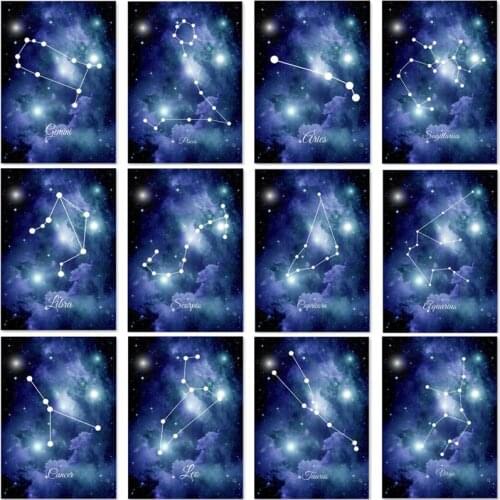 5D Diy Diamond Embroidery Mosaic 12 Constellations Paintings Full Rhinestone Starry Sky Picture Wall Art Home Bedroom Decoration