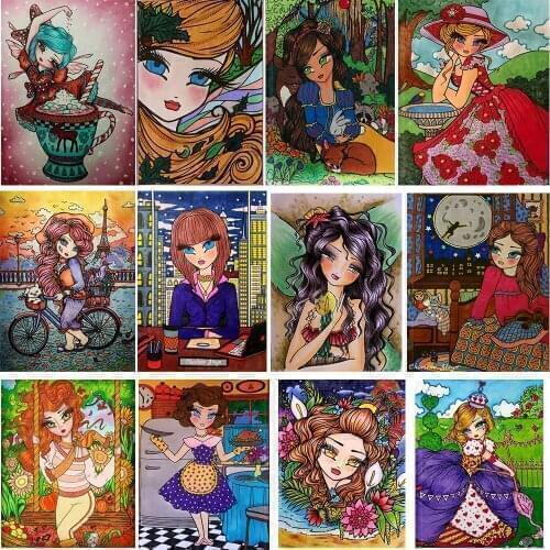 DIY Diamond painting Cartoon Girl Picture Full Square/Round Diamond Embroidered 5D Cross Stitch Gift Home Decor