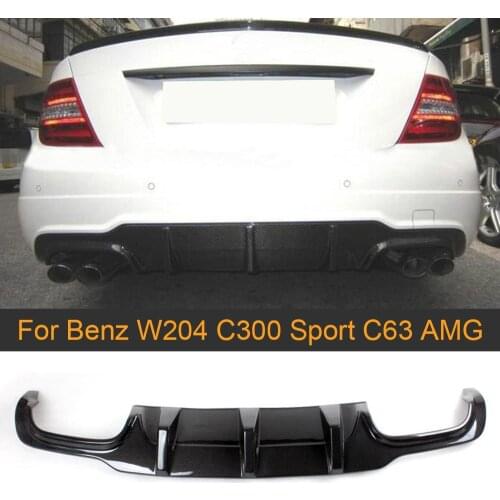 C Class Carbon fiber Auto Car Rear Bumper Diffuser for Mercedes Benz W204 C63 AMG C300 Sport 2012-2014 Rear Diffuser Lip Spoiler