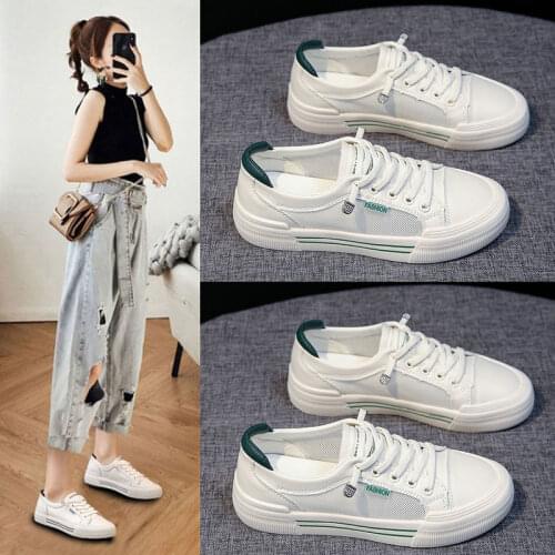 White Shoes for Women 2021 Summer New Flat All-Matching Womens Shoe Mesh breath Thin Casual Spring and Autumn Sport Board Shoes