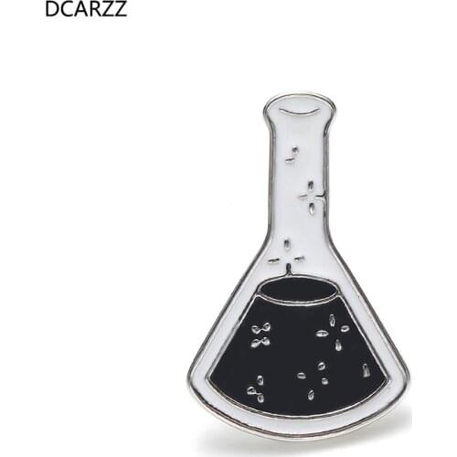 DCARZZ New Beaker Shape Brooch Pin Red Green Black Enamel Color Jewelry Chemistry Teacher Student Christmas Pins Badge Men Gift