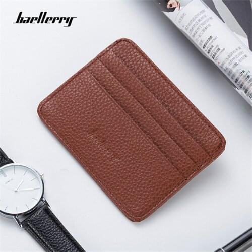 Men Women Card Bag Durable Slim Simple Travel Lichee Leather Bank Business ID Card Wallet Holder Case With Coin Purse Unisex