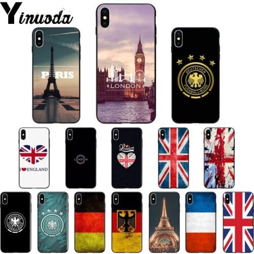 Yinuoda England UK France German Flag TPU Soft Phone Accessories Phone Case for iPhone X XS MAX 6 6s 7 7plus 8 8Plus 5 5S SE XR