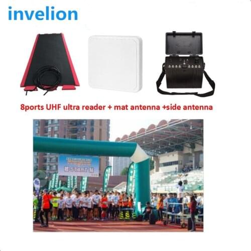 Chip timing system 865-868mhz uhf rfid ultra reader with free software/outside side and carpet floor rfid antenna bib tag chip