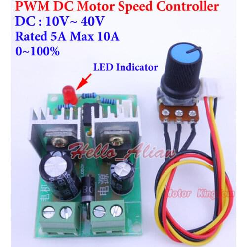 DC10V-40V 5A Adjustable Speed Switch LED Indicator PWM DC Motor Speed Controller
