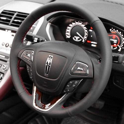 For Lincoln MKZ MKC MKX Corsair Aviator nautilus continental DIY custom black suede leather car interior steering wheel cover