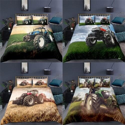 Home Textile Luxury 3D Tractor Print 2/3Pcs Comfortable Duvet Cover Pillowcase Bedding Sets Queen and King EU/US/AU Size
