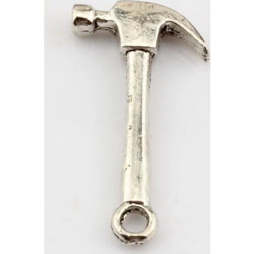Hot Sale ! 10pcs Zinc Alloy Hammer Charm Pendants 12.5x25mm DIY Jewelry nm357
