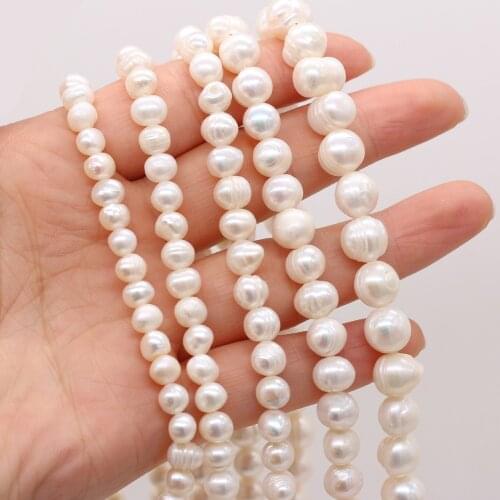 Fine White 100% Natural Freshwater Pearl Irregular Round Loose Beads for Jewelry Making DIY Necklace Bracelet Accessories 36cm