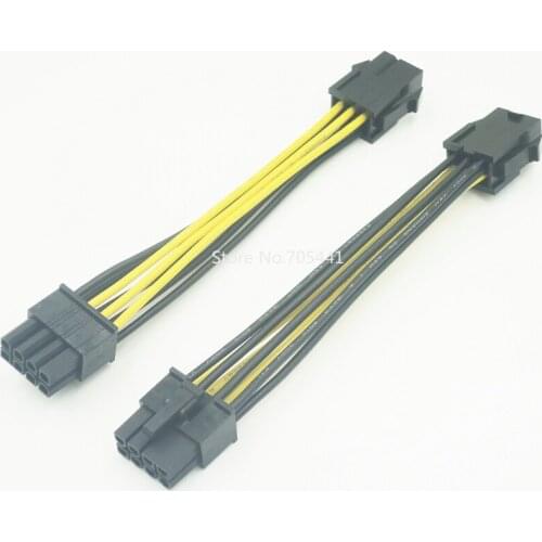 PCI-E 6 pin to 8 pin 18AWG Power Adapter Cable for Video Graphics Card,100pcs/lot