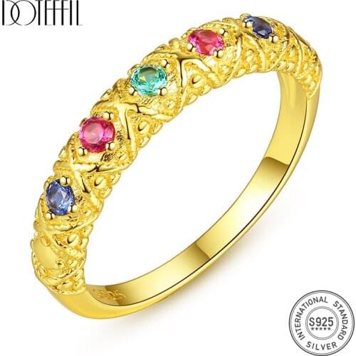 DOTEFFIL Hot Sale Topaz Gemstone Round Rings for Women Wedding Engagement Fine Jewelry 925 Sterling Silver Anillos Bijoux Party