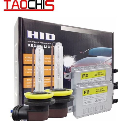 Taochis AC 12v 38W L type Hid H11 xenon bulbs replace H1 H3 head light kits fast bright H7 9005 9006 hid ballast set fog lamp