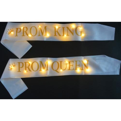 LED Glow Light Up Men Women Ribbons Sash Shoulder Strap Golden Letters Prom King Queen Party Gifts Decor Carnival Bachelorette