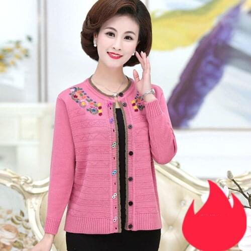Fashion Knitted Cardigan Sweater Womens Embroidered Sweater Coat Cardigan Jacket Elegant Spring Autumn Jacket Outerwear Female