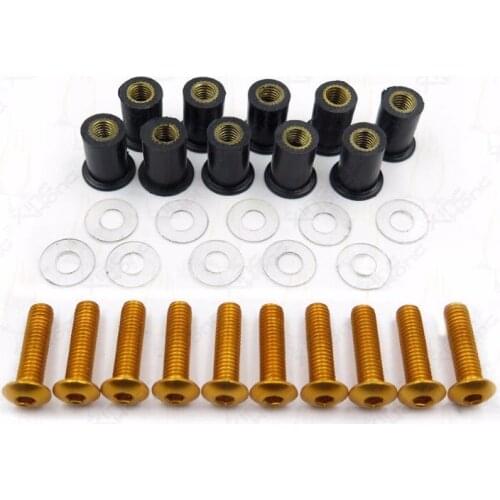 Motorcycle Gold Windscreen/Windshield Bolts Nut Screw For Honda For Kawasaki For Yamaha For Suzuki For Ducati For Triumph