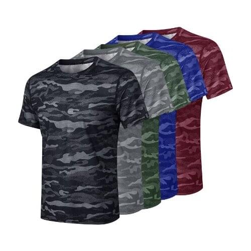 Mens Compression Camo Running t-Shirts Tight Quick Dry Sport Shirts Rashguard Tops Tee Fitness Gym Soccer Shirts