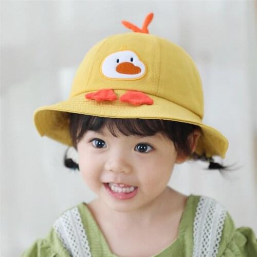 2021 New Kids Hat Spring Summer Bucket Hat For Kids Girls Boys Funny Cute Children Cap Duck Outdoor 1-3 Years Old