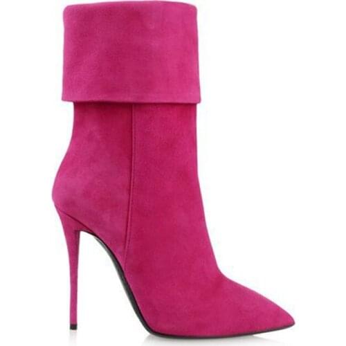 SHOFOO shoes,Beautiful fashion womens boots, suede, about 11 cm high-heeled boots, mid- calf boots, banquet shoes. SIZE: 34-45