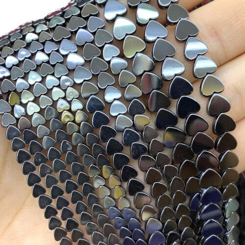 Wholesale Natural Stone Black Hematite Geometric Love Shape Spacer Beads For Jewelry Making DIY Bracelet Neckalce 4/6/8/10mm
