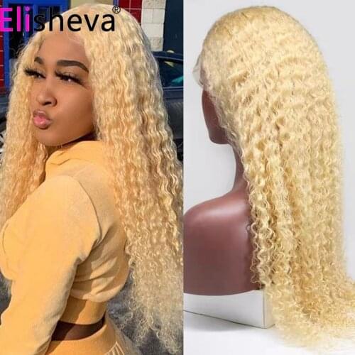 613 Curly Lace Front Wig Honey Blonde 13X4 613 Lace Frontal Wig Blonde Curly Wig Kinky Curly Wig 4X4 Curly Blonde Human Hair Wig