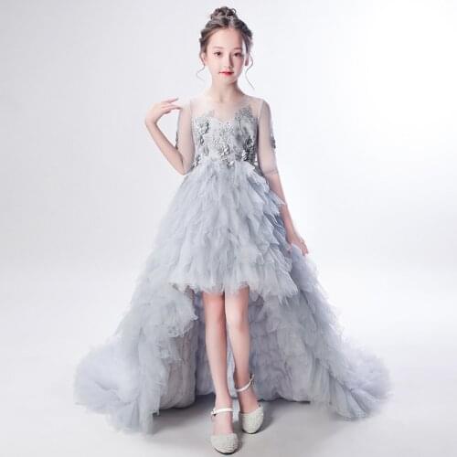 Girls Communion Dresses Teen Girl Bridesmaid Robe Children Mermaid Long Tailing Ball Gown For Kids Wedding Evening Party Dress