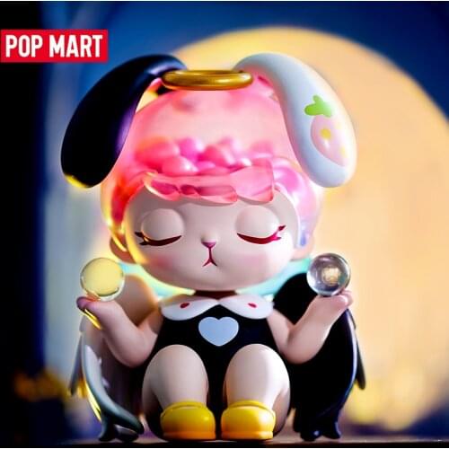 POP MART Bunny Black & White Angel Figurine Doll Binary Action Figure Birthday Gift Kid Toy Free Shipping