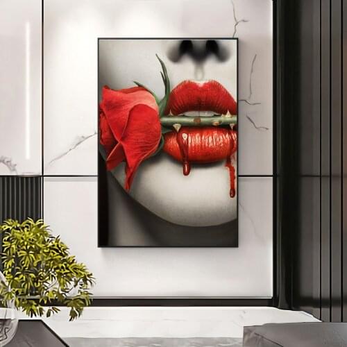 Sexy Woman Girl Lips Mouth Canvas Painting Home Room Decor Art Modern Wall Art Canvas Pictures Home Decoration Frameless