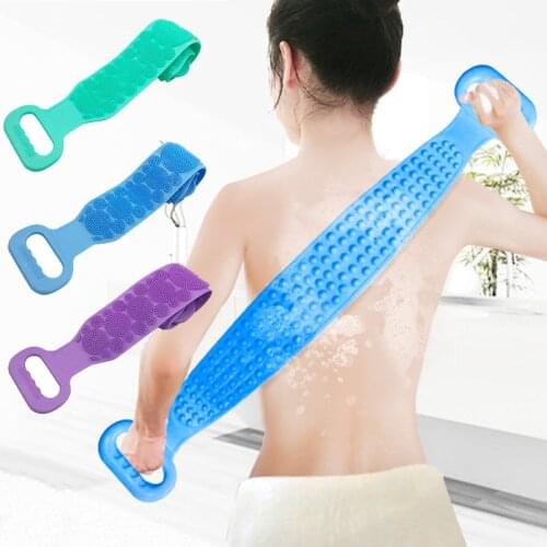 1Pcs Soft Silicone Back Scrubber Bath Towel Bath Belt Body Exfoliating Massage Brushes Skin Cleaning Bathroom Shower Brush