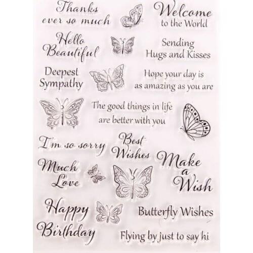 Butterfly Words Silicone Clear Seal Stamp DIY Scrapbooking Embossing Photo Album Decorative Paper Card Craft