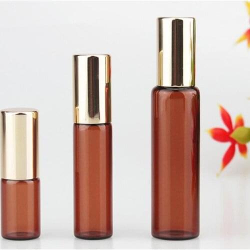3ml 5ml 10ml Empty Brown Glass Bottle Roller Ball Essential Oil Liquid Container