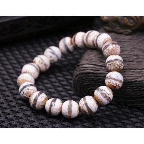 Tibetan Old Agate 1 Line Healer Medicine Many Views dzi Bead Amulet Bracelet Talisman Treasure