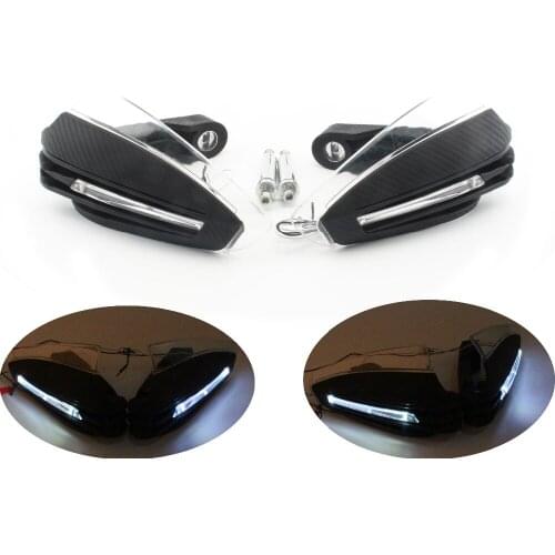 Universal Motorcycle Accessories Hand Guards with LED Turn Signal Light Carbon Hand Protectors Black