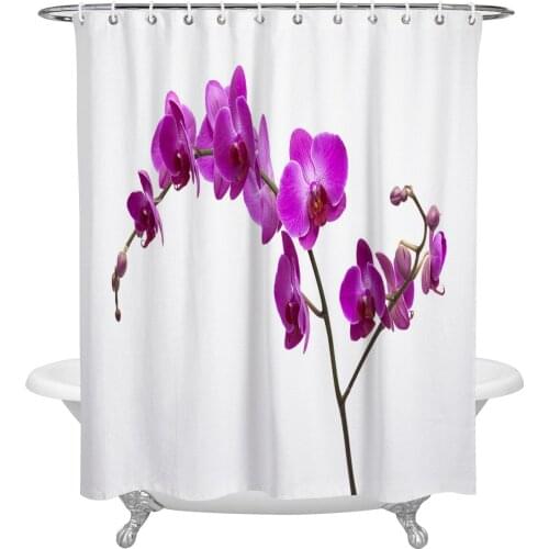 Waterproof Shower Curtains Plant Phalaenopsis Flower Branch Shower Curtain Frabic Polyester Bathroom decor Curtain