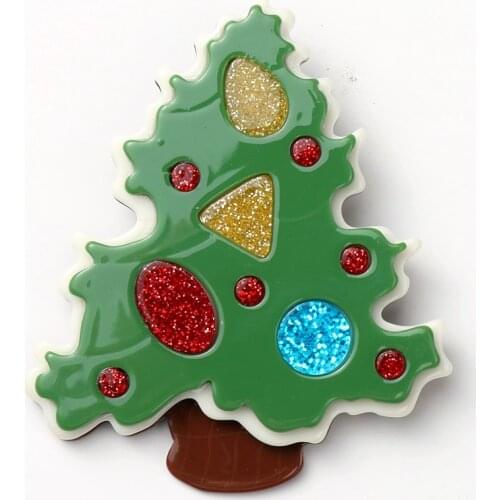 2019 New Acrylic Christmas Tree Brooches Pins For Women Cute Big Resin Tree Brooch Decorations Fashion Jewelry Christmas Gifts