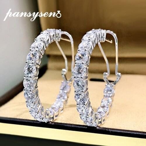 PANSYSEN Classic 4mm Round Created Moissanite Diamond Stud Earrings for Women Solid 925 Sterling Silver Wedding Fine Jwelry Gift