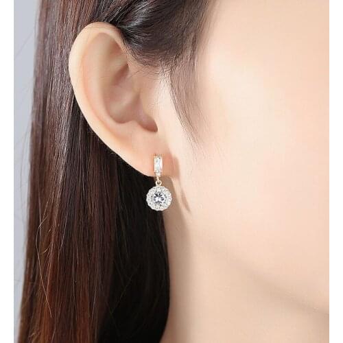 SLBRIDAL Prong Setting Fashion Zirconia Earring Bridal Earring AAA Grade Cubic Zircon Earring Wedding Dangle Drop Girls Earring