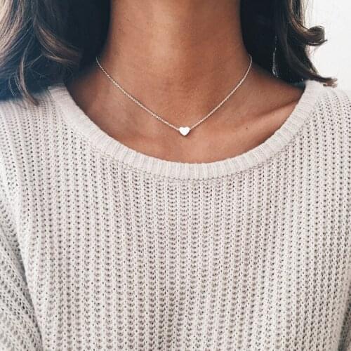 Tiny Heart Necklace For Women Short Chain Heart Shape Pendant Necklace Gift Ethnic Bohemian Choker Necklace Dropshipping