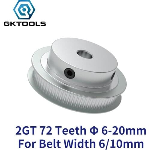 GKTOOLS 72 Teeth 2GT Timing Pulley Bore 6/6.35/8/10/12/14/15/16/17/19/20mm for GT2 Open Synchronous belt width 6/10mm 72T
