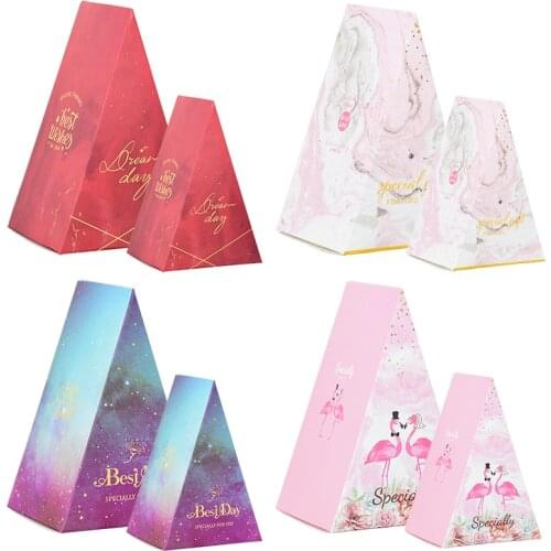 10pcs Cone Candy Box S/L Printed Gift Bag Boxes For Wedding Birthday Baby Shower Party Supplies Chocolates Gifts Packaging Decor