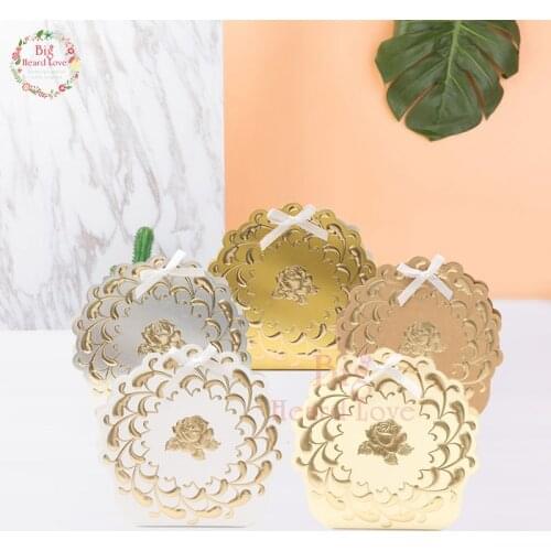 25pcs Bronzing Rose Candy Box Vine Delicate Wedding Party Gift Paper Box Wedding Favor Party Supplies Party Decoration Marriage