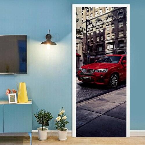 3D creative red car door stickers wall stickers self-adhesive waterproof removable