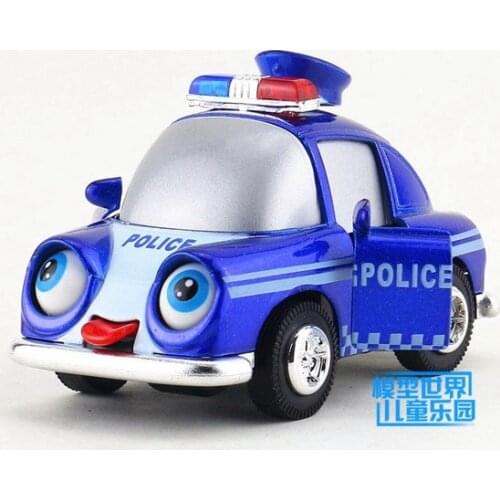 Free Shipping/Diecast Toy Model/Q Type Police/Pull Back/Sound & Light Cute Car/Educational Collection/Gift For Children/Small