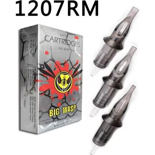 BIGWASP 1207RM Tattoo Needle Cartridges #12 Evolved (0.35mm) Magnums (7RM) for Cartridge Tattoo Machines & Grips 20Pcs